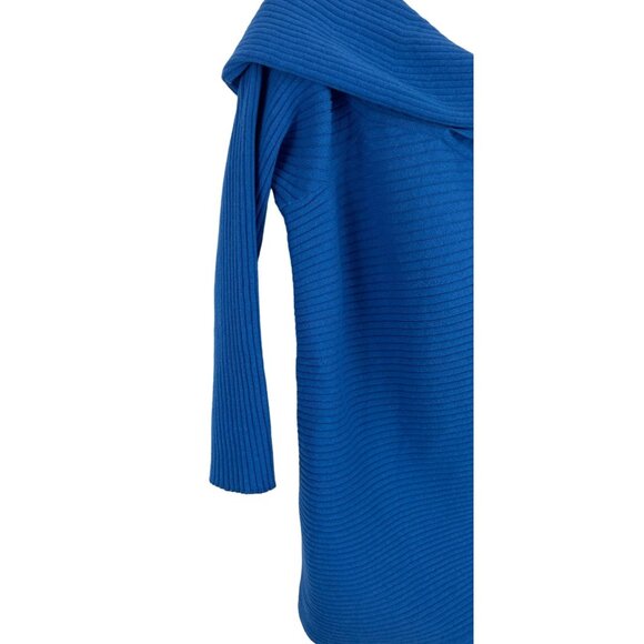 Black Label by Chico's Petite Blue Fold-Over Ribbed Sweater Womens Size 1 - Picture 5 of 9